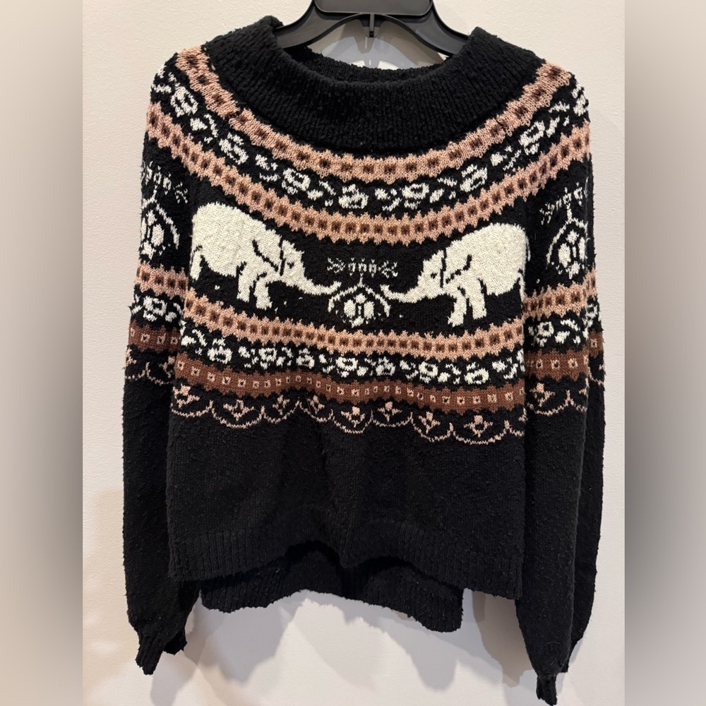 Free People Nellie sweater with elephants size large - Picture 10 of 10